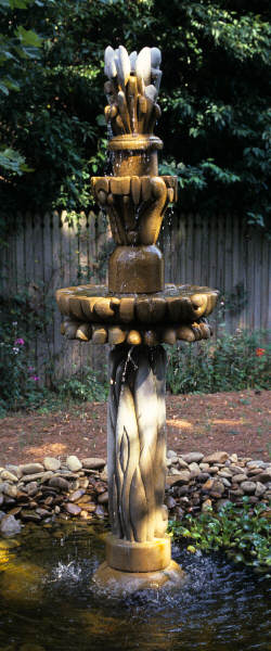 A tall stacked fountain